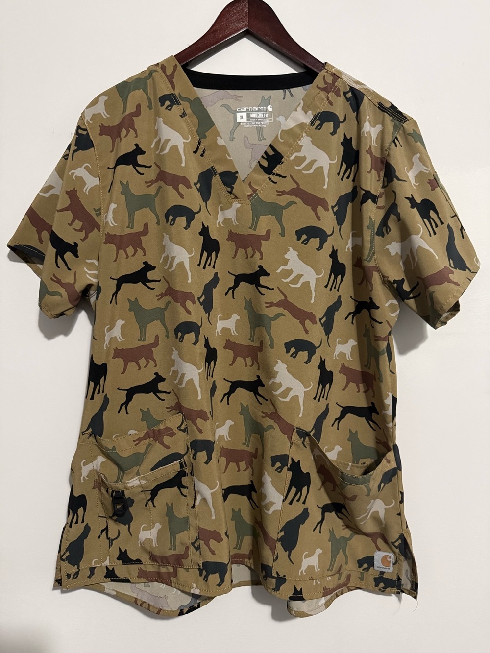 Carhartt Camel Dog Silhouette V-Neck Scrub Shirt